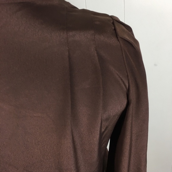 Vintage Brown Button Down Pin-tuck Blouse - Picture 4 of 6